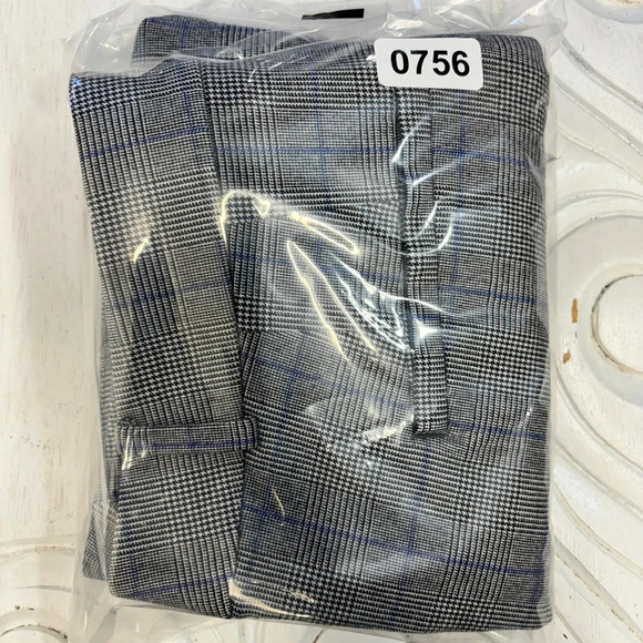 Loft High Waist Skinny Trouser Pants Houndstooth Windowpane Check 6 Gray Black - Picture 6 of 6